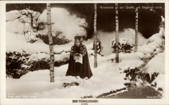 Postcard The Nibelungs, film scene, Kriemhild at the spring where Siegfried died, Ross 677/2