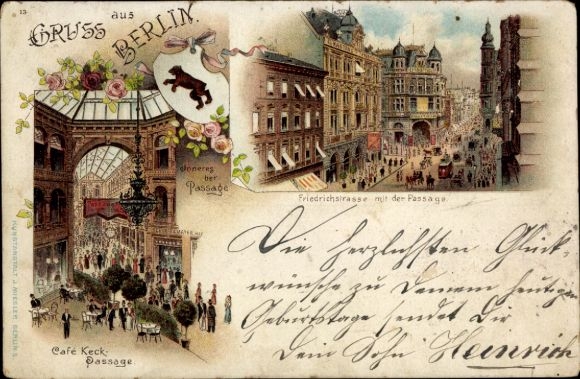 Chromo-Litho Berlin, Café Keck Passage, Friedrichstrasse