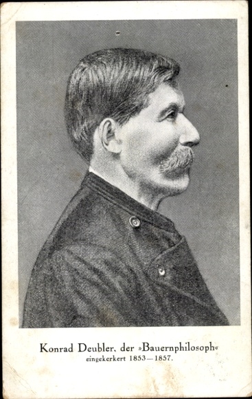 Postcard Konrad Deubler the peasant philosopher, imprisoned 1853..1857, portrait