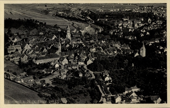 Ak Rottweil am Neckar, Fliegeraufnahme