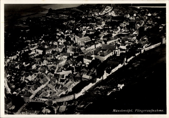 Postcard Bad Münstereifel in North Rhine-Westphalia, long shot, aerial photo
