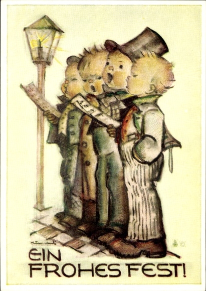 Kunstenaarskaart Hummel, Berta, nr. 5432, zangeres, prettige feestdagen