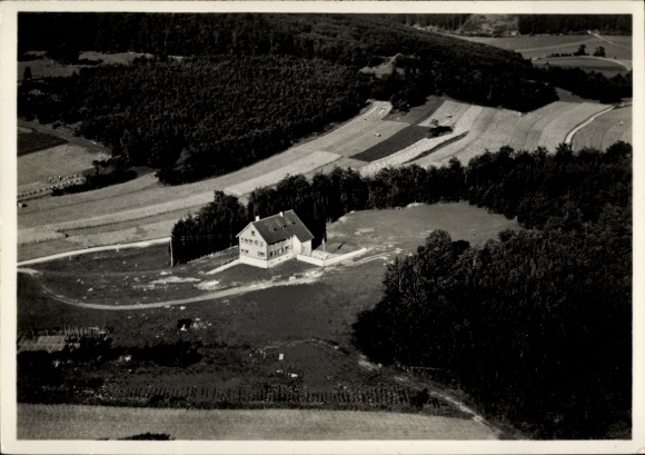 Postcard Schopfloch Lenningen Swabian Alb Württemberg, Harpprechthaus, aerial photograph