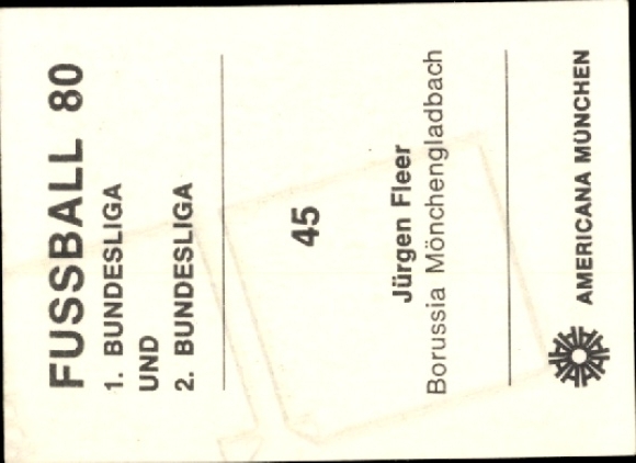 Obraz kolekcjonerski piłka nożna 1980, zdjęcie nr 45, Jürgen Fleer, Borussia Mönchengladbach