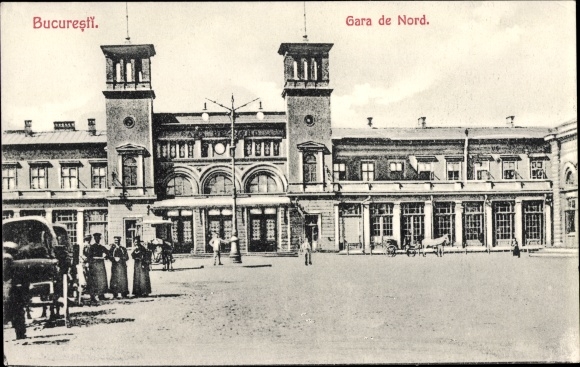 Postcard București Bukarest Rumänien, North Railway Station, Nordbahnhof