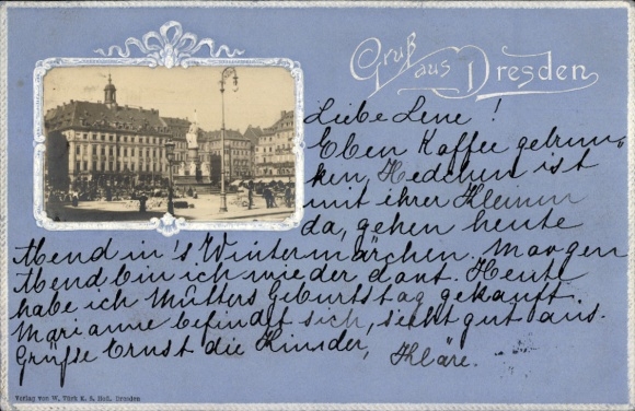 Präge Passepartout Ak Dresden, Platz, Gebäude
