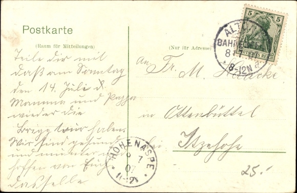 Postcard Hamburg Altona Bahrenfeld, Alter Gasthof, terminus of lines 31, 22