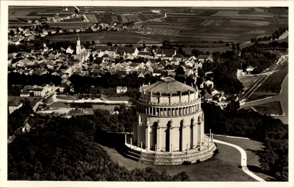 Postcard Kelheim an der Donau Lower Bavaria, Befreiungshalle, aerial photograph