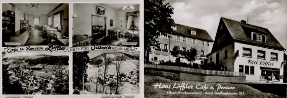 Klapp Postcard Silbach Winterberg in the Sauerland, Café Pension Haus Löffler, interior views
