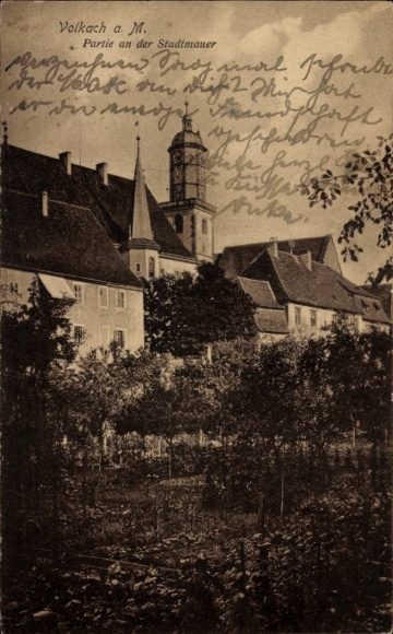 Postcard Volkach am Main Unterfranken, At the City Wall