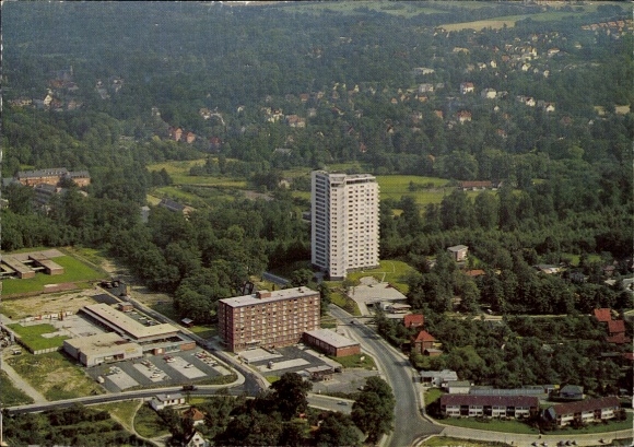 Postcard Reinbek in Schleswig-Holstein, aerial photograph of the loading center with high-rise building