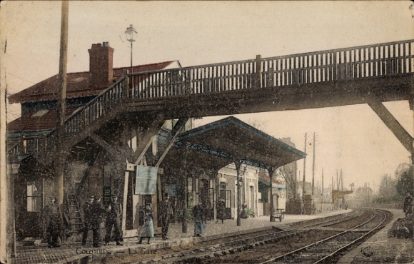 Postcard Colombes Hauts de Seine, station track side