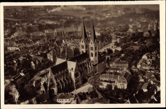PC Halberstadt in Saxony Anhalt, WHW The beautiful Germany 158, church, place, aerial photograph