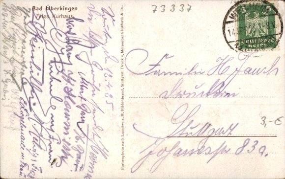 Postcard Bad Überkingen in Baden Württemberg, Old Kurhaus