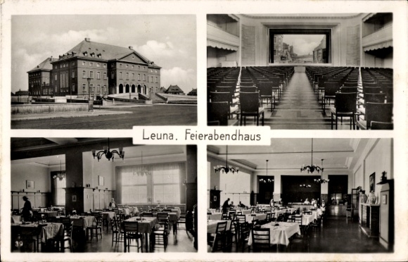 Ak Leuna an der Saale, Leuna Feierabendhaus, Innenansicht, 4 Bilder,  Architektur