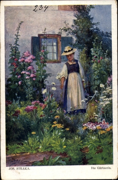 Artist PC Straka, Josef, The gardener, woman in the garden