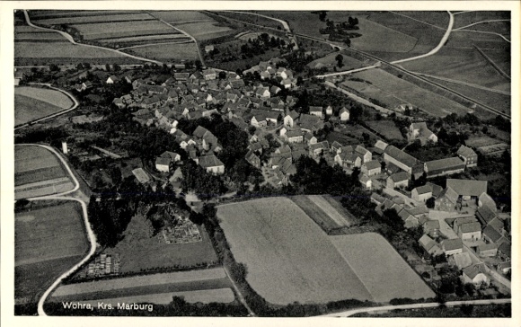 Postcard Wohra in Hesse, aerial photo
