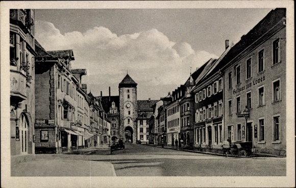 Ak Villingen in het Zwarte Woud, Bovenstraat met bovenpoort, Gasthaus zum Löwen