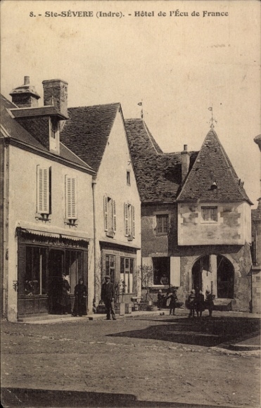 Postcard Sainte Severe Indre, Hotel de l'Ecu de France