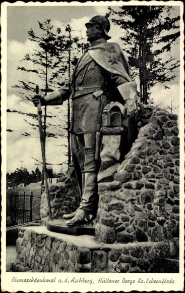 Ak Ascheffel in het district Eckernförde, Bismarck-monument op de Aschberg, Hüttener-bergen