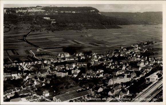 Postcard Spaichingen in Württemberg, aerial photograph