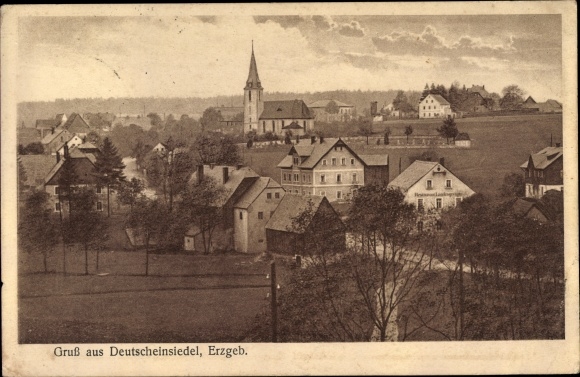 PC Deutscheeinsiedel Deutschneudorf in the Ore Mountains, partial view with church