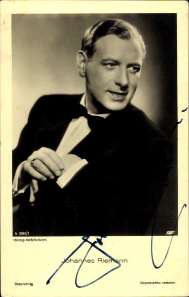 Ak Schauspieler Johannes Riemann, Ross Verlag A 3361 1, Portrait, Autogramm