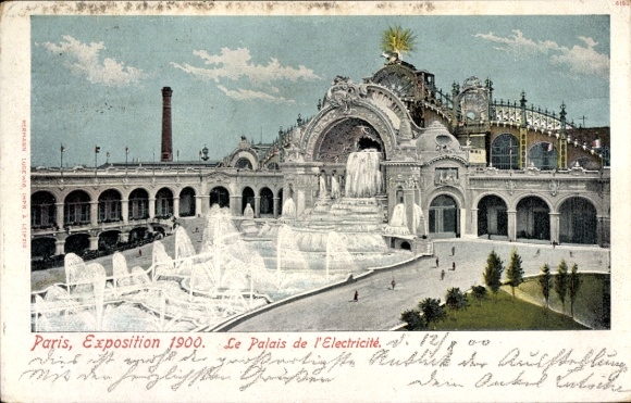 Ansichtkaart Parijs, tentoonstelling 1900, Het Paleis van de Elektriciteit
