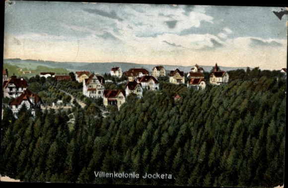 Postcard Jocketa Pöhl Vogtland, total view of the town, Swan Castle