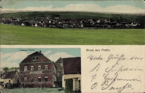 Ak Pretitz bei Querfurt, Gesamtansicht, Gasthof
