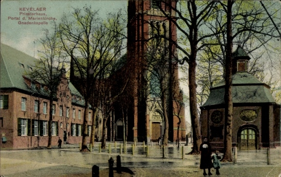 Postcard Kevelaer on the Lower Rhine, Priest's House, Portal of St. Mary's Church, Chapel of Grace