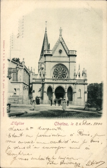 Ak Chatou Yvelines, Kirche, Frontansicht,  , Datum: Dezember 1900