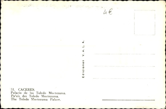 Postcard Caceres Extremadura, The Toledo Moctezuma Palace