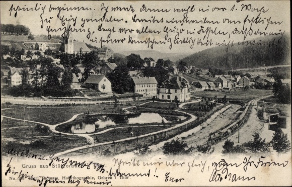 Postcard Stutzerbach Ilmenau Thuringian Forest, partial view