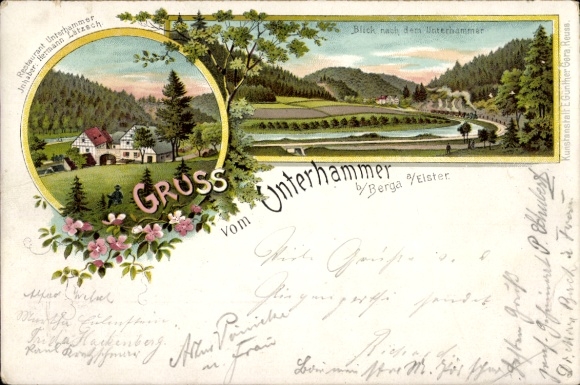 Litho Unterhammer Berga an der Elster Thüringen, Restaurant Unterhammer