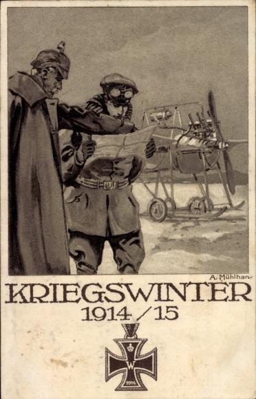 Kunstenaarsbriefkaart Mühlhan, A., oorlogswinter 1914/15, Hamburgse oorlogshulp Eilbek