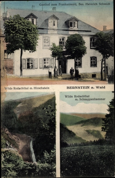 Postcard Bernstein Schwarzenbach am Wald Oberfranken, Gasthof zum Frankenwald, owner Heinrich Schmidt