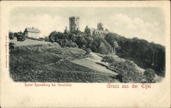 Ak Gerolstein in der Eifel, Ruine Kasselburg, Eifel, Landschaft, historische Gebäude