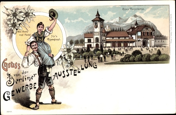 lito Berlin Treptow, wystawa handlowa 1896, panorama alpejska