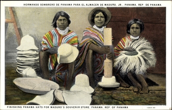 Postcard Panama, completion of Panama hats for Maduro's souvenir shop