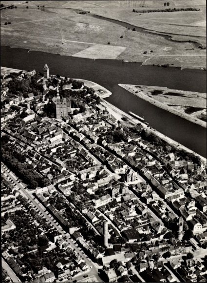 Postcard Tangermünde in Saxony Anhalt, aerial photograph