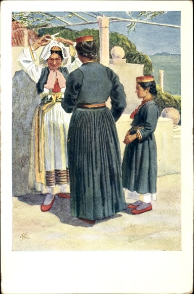 Artist Postcard Kaspar, A., Types from the Ragusa area