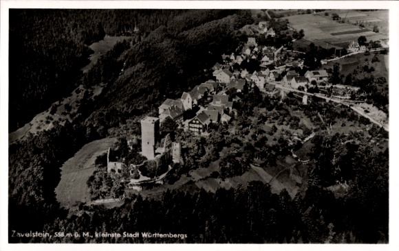 Ak Zavelstein im Schwarzwald Württemberg, Fliegeraufnahme