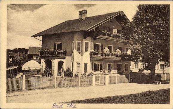 Postcard Bad Tölz in Upper Bavaria, Pension Villa Elfriede