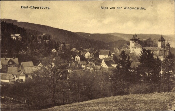 Postcard Elgersburg in the Ilm district of Thuringia, view from the Wiegandsruhe to the town