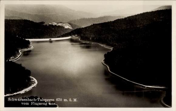 Ak Forbach im Murgtal Schwarzwald Baden, Schwarzenbachtalsperre, Fliegeraufnahme