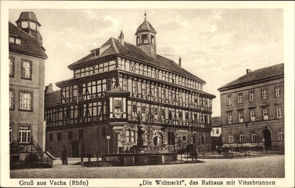 Ak Vacha in de wijk Wartburg, de Widmarkt, stadhuis met Vitusfontein