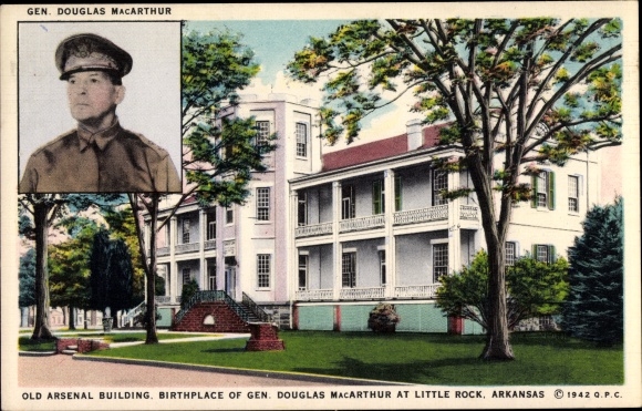 Ak Little Rock Arkansas USA, Old Arsenal Building, geboorteplaats van generaal Douglas MacArthur