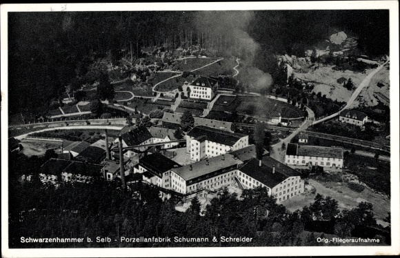PC Schwarzenhammer Thierstein Upper Franconia, porcelain factory Schumann Schreider, aerial photo