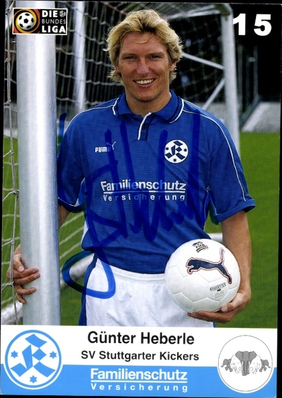 Autograph card footballer Günter Heberle, SV Stuttgarter Kickers, autograph
